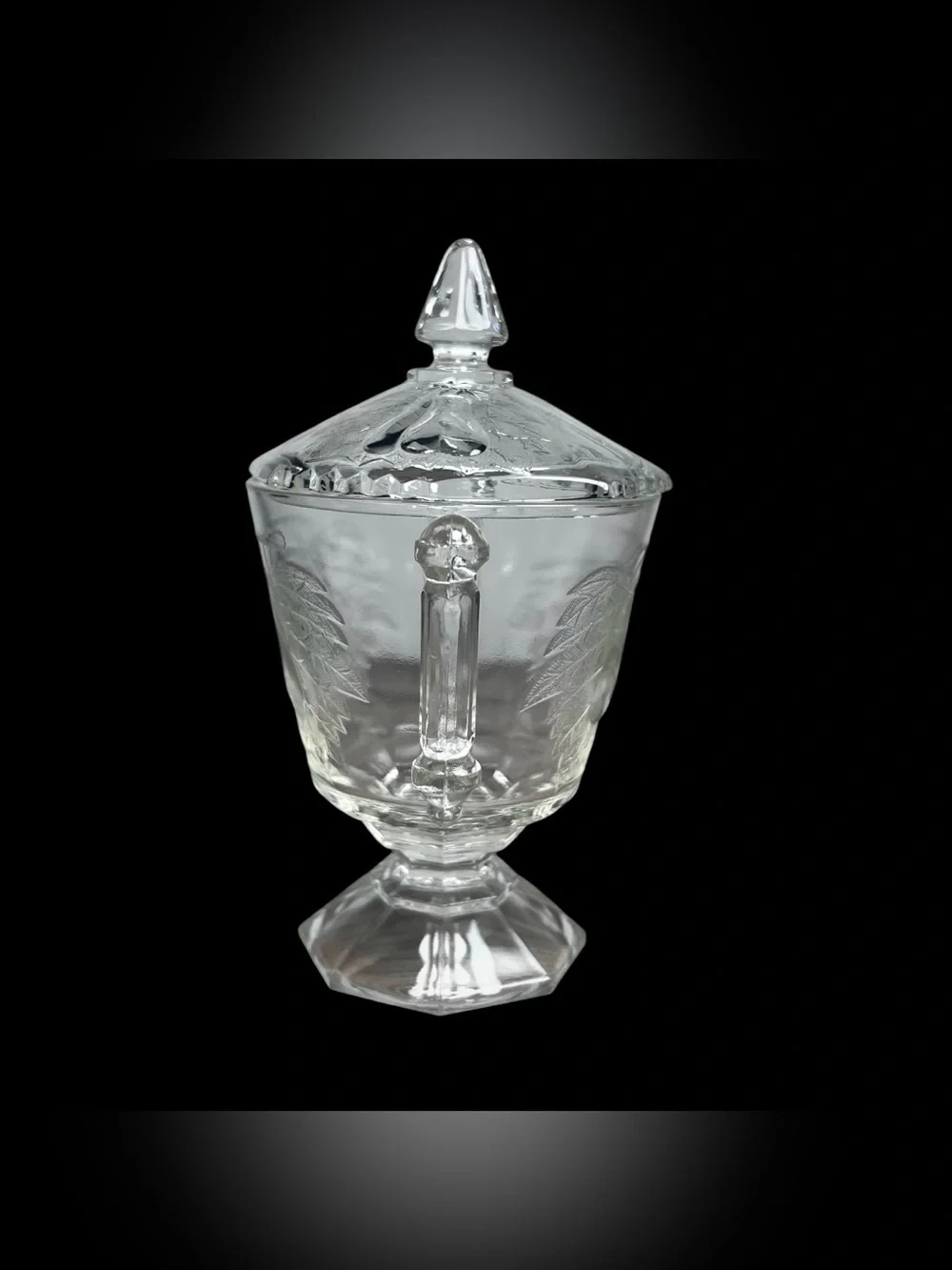 Jeannette Vintage Baltimore‎ Pear Footed Sugar Bowl Lid Clear Pressed Glass